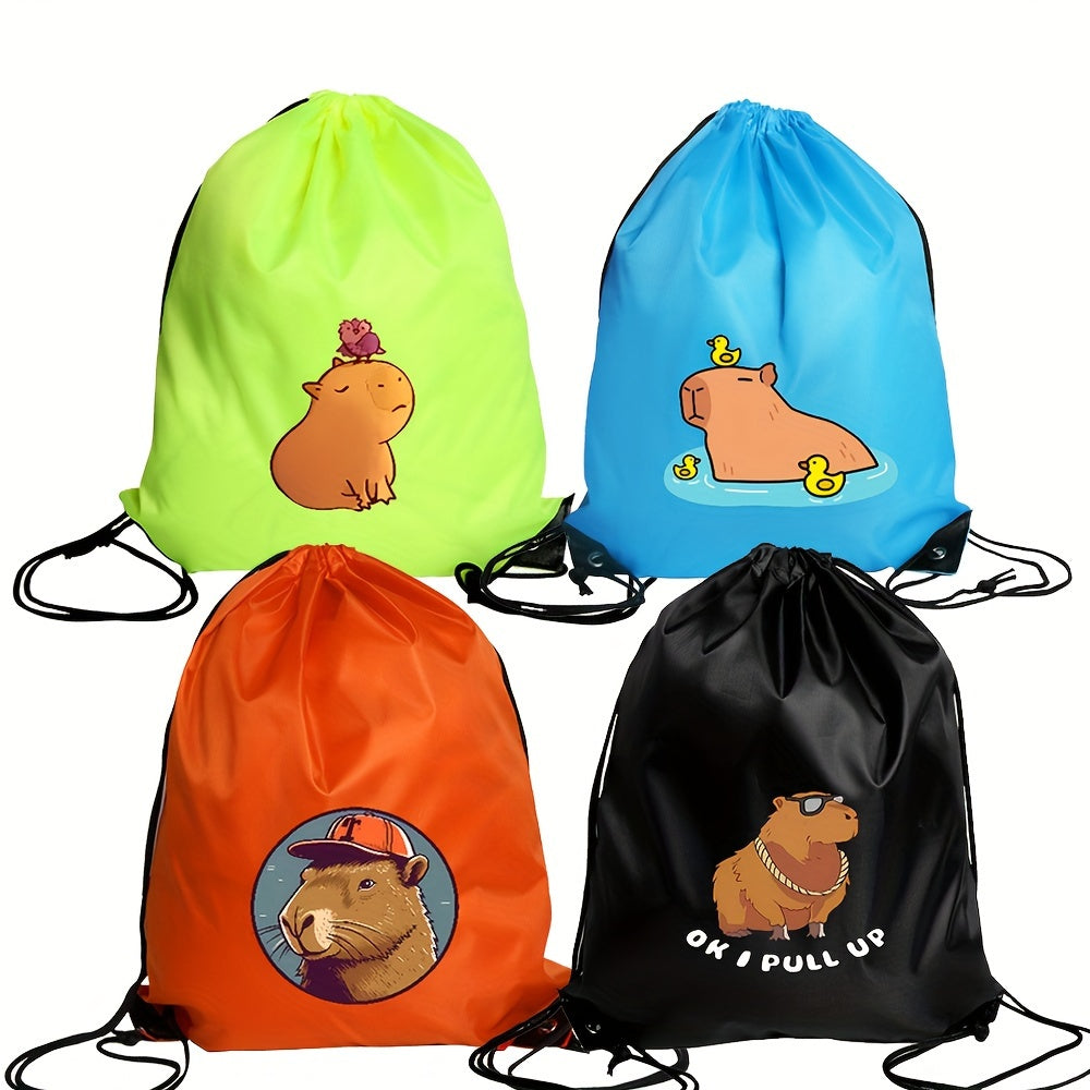 1pc Capybara Pattern Drawstring Backpack, Christmas Gift Wrapping Bag, Versatile And Durable Drawstring Backpack