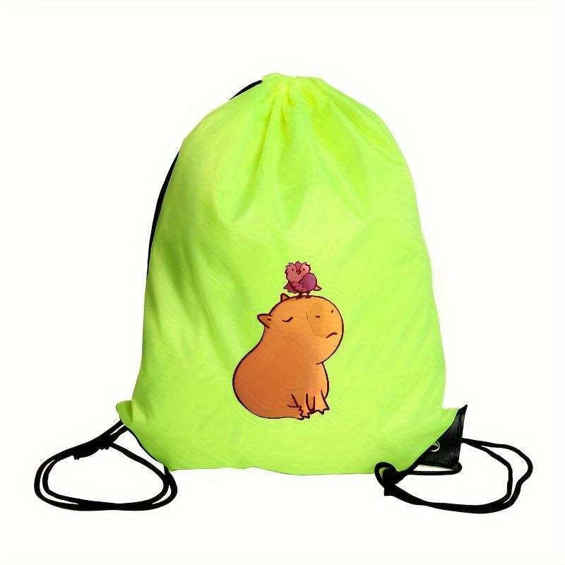1pc Capybara Pattern Drawstring Backpack, Christmas Gift Wrapping Bag, Versatile And Durable Drawstring Backpack