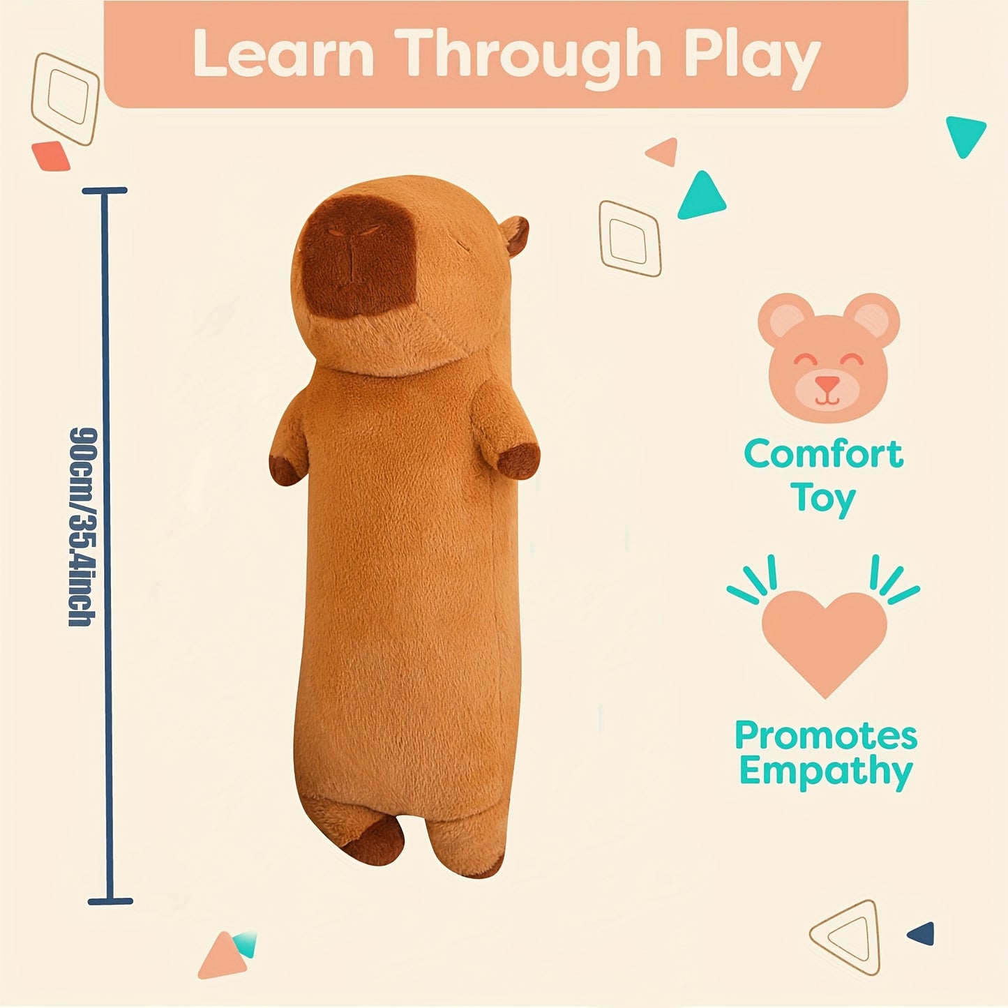 "Akkun Extra-Long Capybara Plush Pillow - 35.4"" Soft, Realistic & Cuddly Stuffed Animal Body Pillow for Comfort and Decor - Durable Polyester Blend - Perfect Gift for Animal Lovers - Suitable for Bedroom, Living Room & Offic