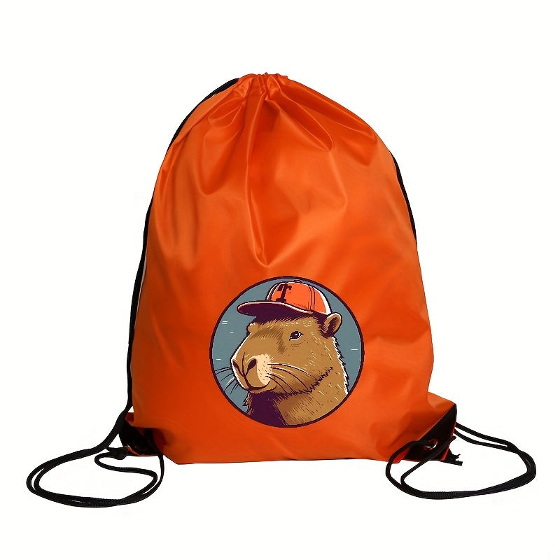 1pc Capybara Pattern Drawstring Backpack, Christmas Gift Wrapping Bag, Versatile And Durable Drawstring Backpack