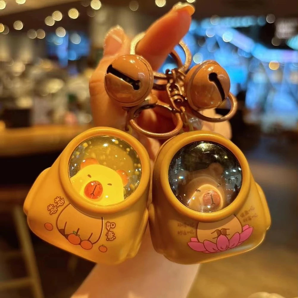 Creative Capybara Luminous Keychain Cute Cartoon Space Capsule