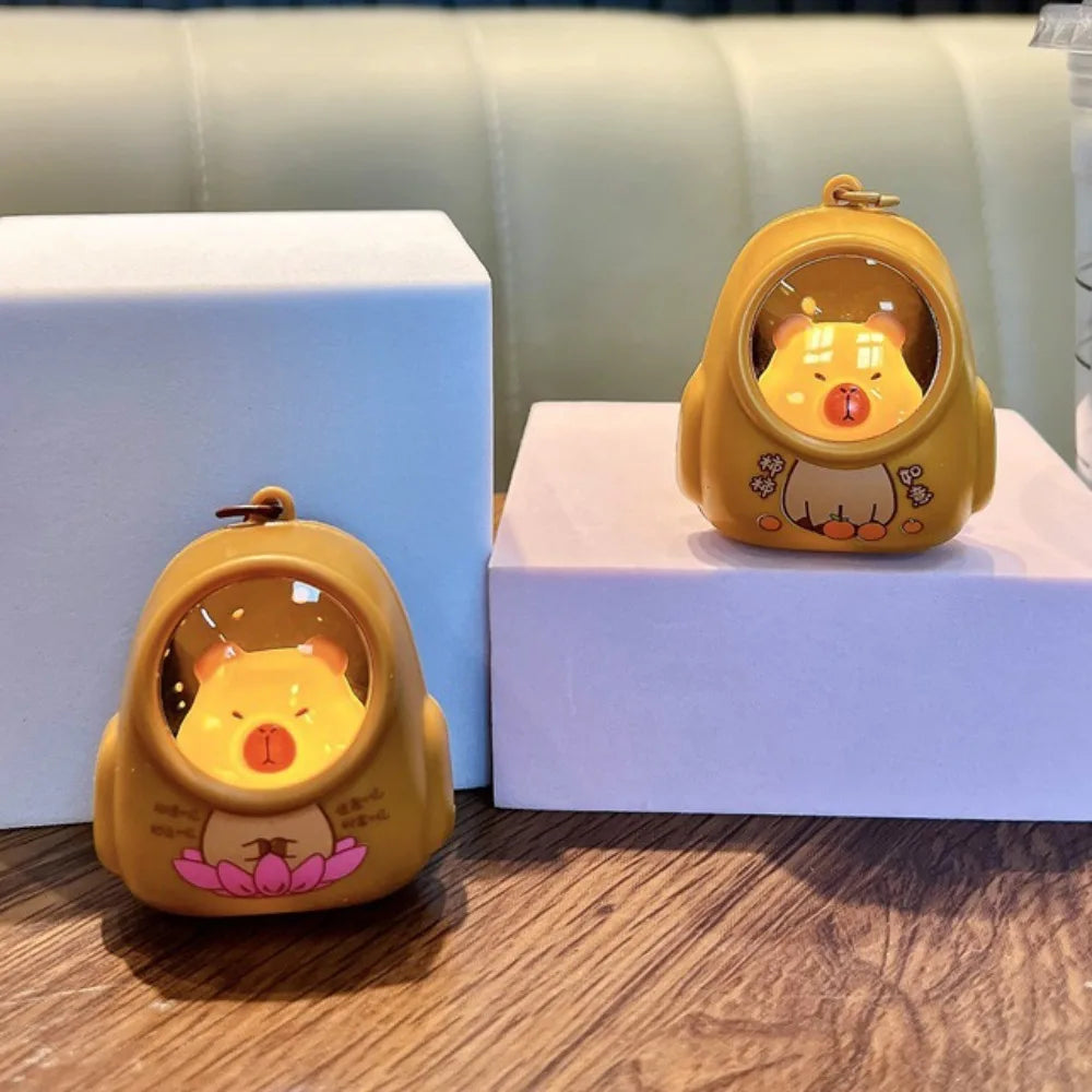 Creative Capybara Luminous Keychain Cute Cartoon Space Capsule