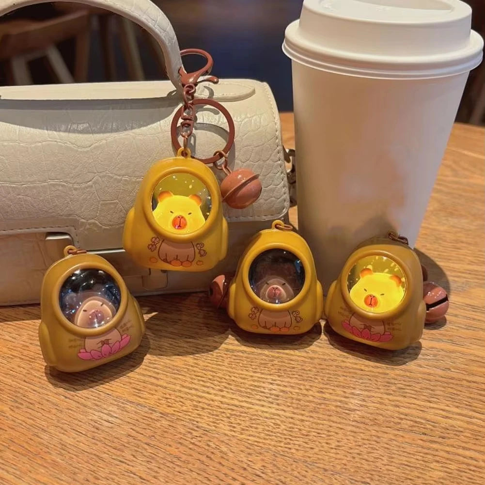 Creative Capybara Luminous Keychain Cute Cartoon Space Capsule