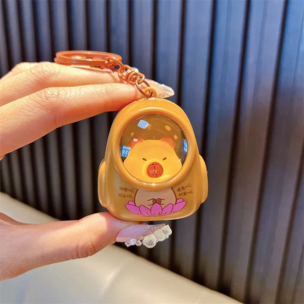 Creative Capybara Luminous Keychain Cute Cartoon Space Capsule