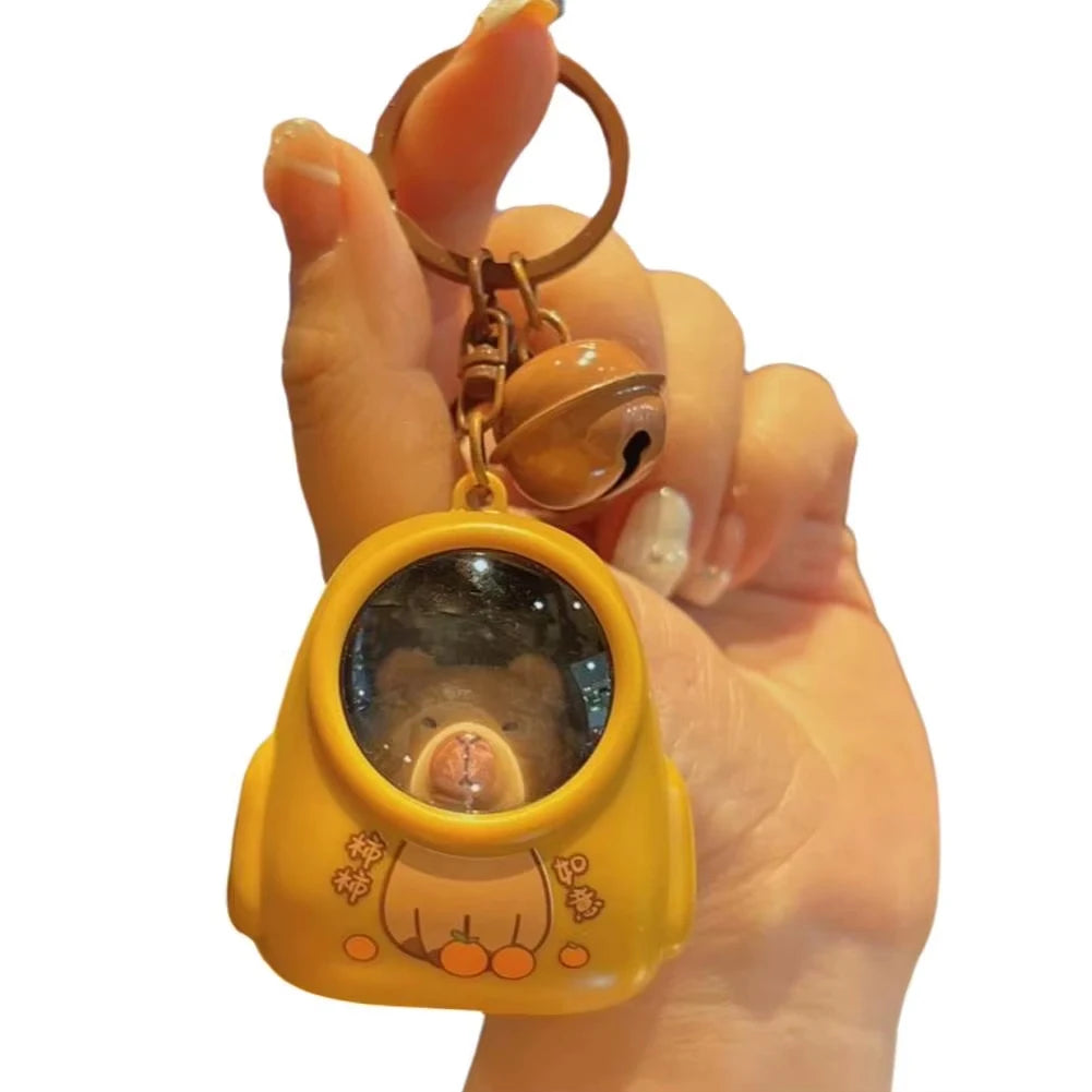 Creative Capybara Luminous Keychain Cute Cartoon Space Capsule