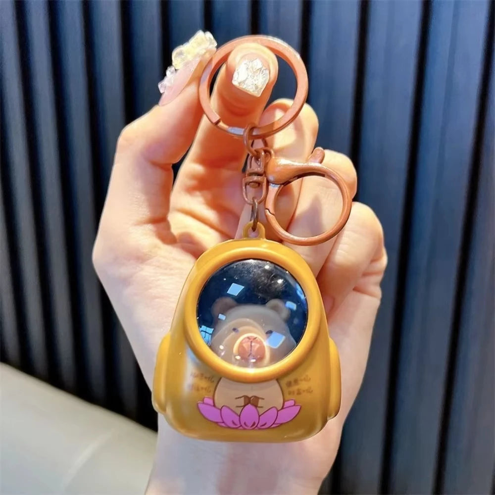 Creative Capybara Luminous Keychain Cute Cartoon Space Capsule
