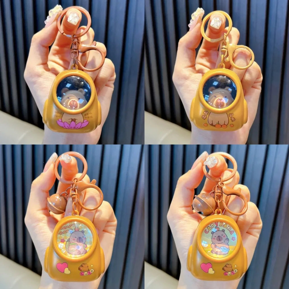 Creative Capybara Luminous Keychain Cute Cartoon Space Capsule