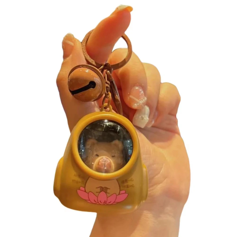 Creative Capybara Luminous Keychain Cute Cartoon Space Capsule