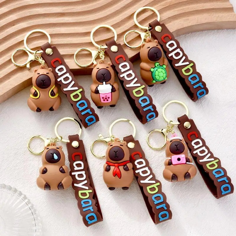Capybara Rodent Capybara Pvc Pendant PVC Simulation Capybara Capybara Pvc Keychain Cute With Turtle Capibara Anime Keyring
