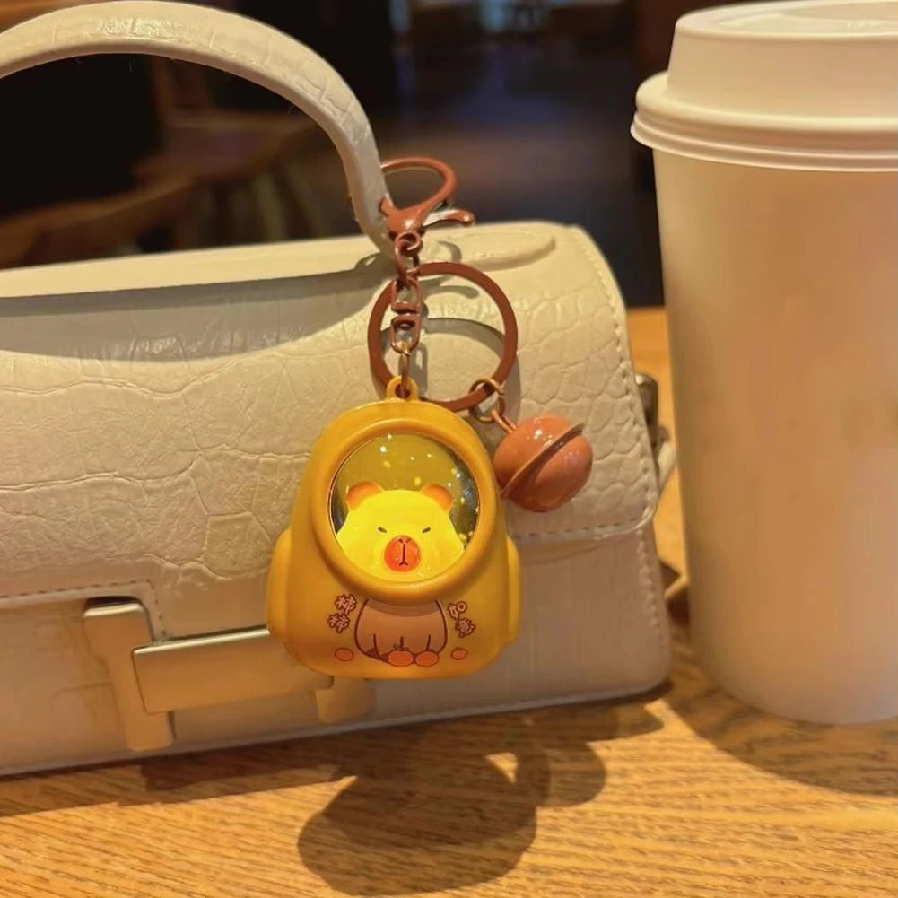 Creative Capybara Luminous Keychain Cute Cartoon Space Capsule