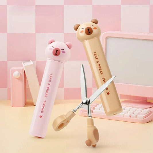 2 Pack Capybara-Themed Stainless Steel Scissors - Animal Shape Craft Scissors for Students, DIY, School Supplies