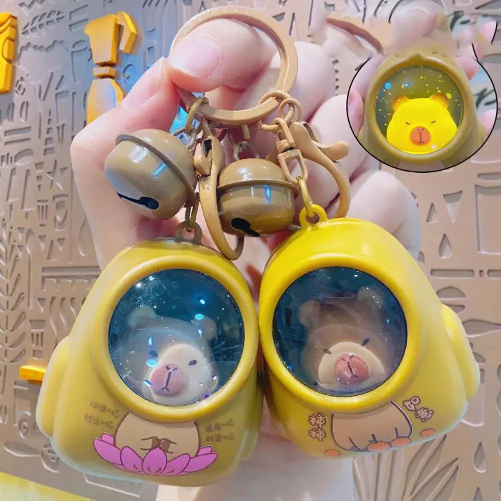 Creative Capybara Luminous Keychain Cute Cartoon Space Capsule