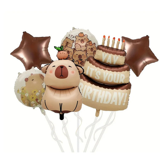 1set Cartoon Animal Capybara Aluminum Foil Balloon Set Child Birthday Party Decoration Foil Balloon Baby Shower Gift Supplies