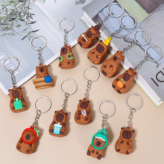 Cute Capybara Keychain Doll Capibala Pendant Cycling Backpack Key Mobile Phone Pendant Accessories Ugly Cute PVC Soft Rubber
