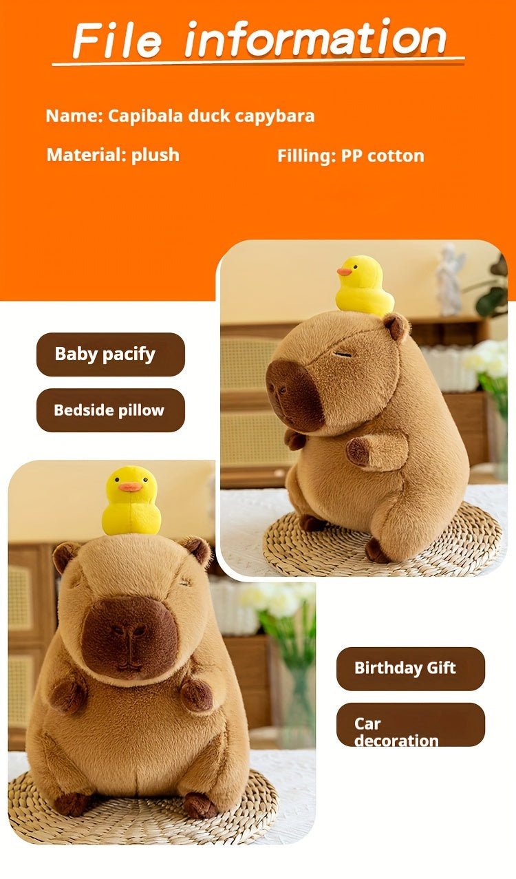 13.7-inch soft cute head duck stuffed capybara doll stuffed toy bed doll sleeping pillow birthday gift & holiday gift