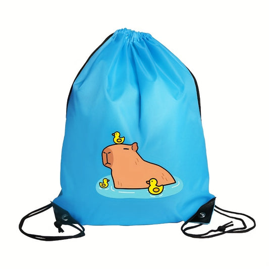 1pc Capybara Pattern Drawstring Backpack, Christmas Gift Wrapping Bag, Versatile And Durable Drawstring Backpack