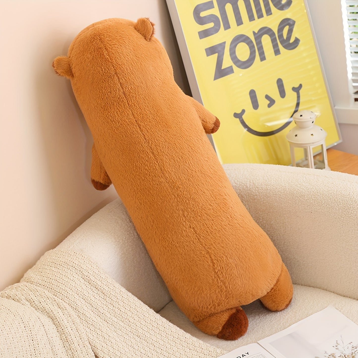 "Akkun Extra-Long Capybara Plush Pillow - 35.4"" Soft, Realistic & Cuddly Stuffed Animal Body Pillow for Comfort and Decor - Durable Polyester Blend - Perfect Gift for Animal Lovers - Suitable for Bedroom, Living Room & Offic